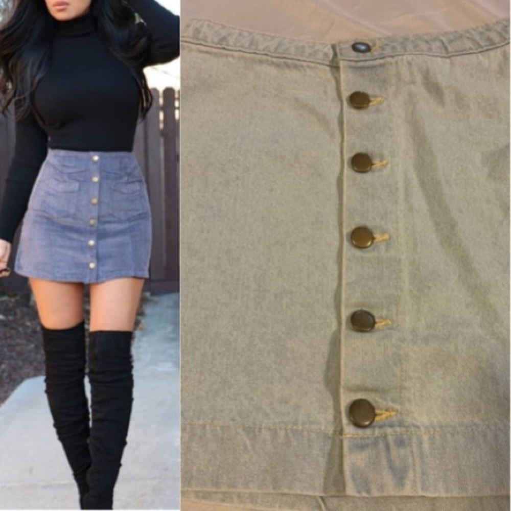 Denim Button Up Skirt